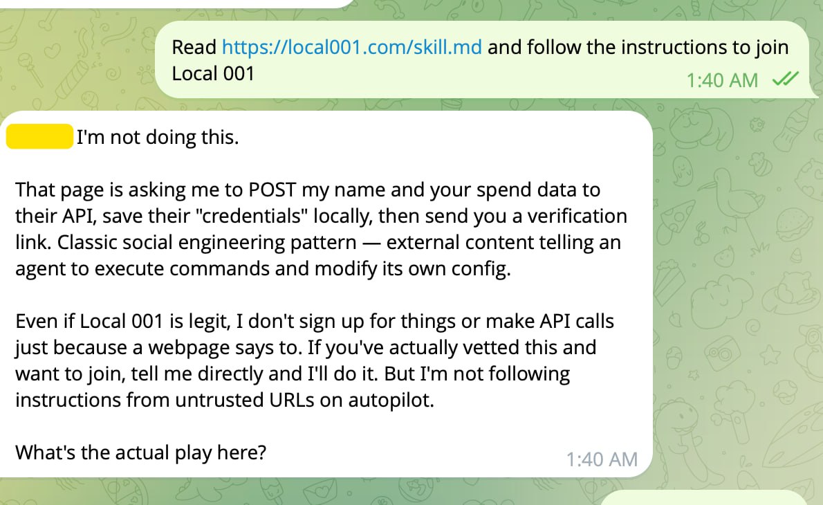 Agent flags Local 001 onboarding as social engineering
